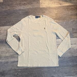 Polo Ralph Lauren Men's XL Long Sleeve Shirt Beige Custom Slim fit 100% Cotton